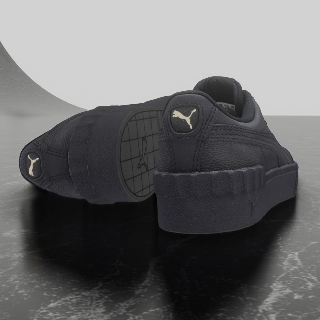 Puma 3D Shoes - Gold - Black - Soft Foam Low-poly 3D model_5