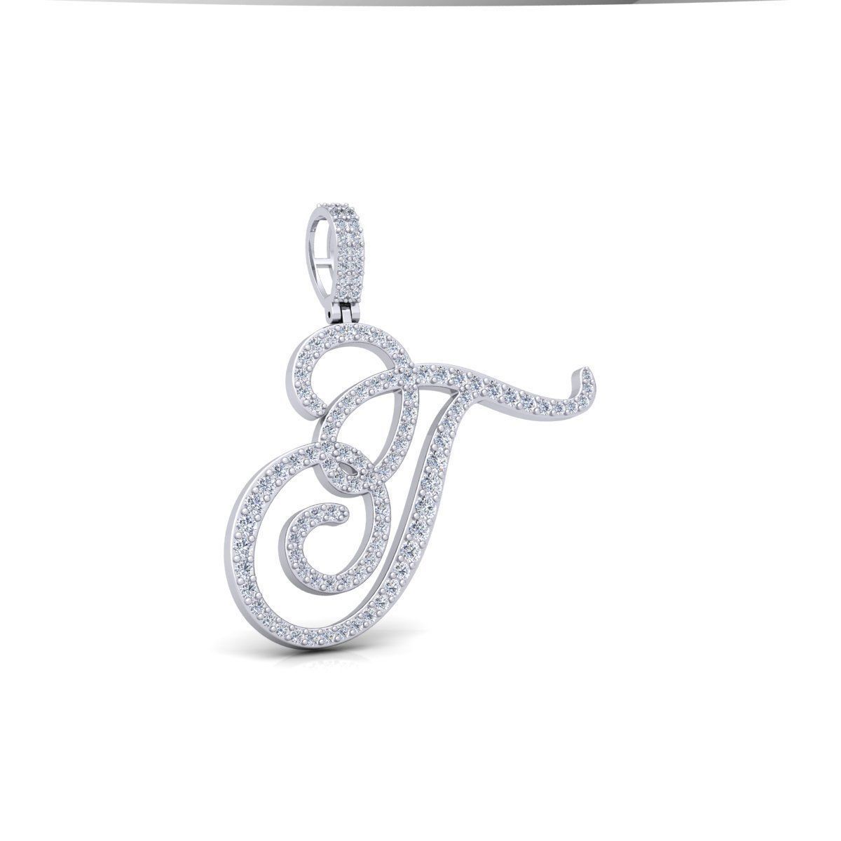 T Font Latter Pendent 3d Model and Render 3D print model_5