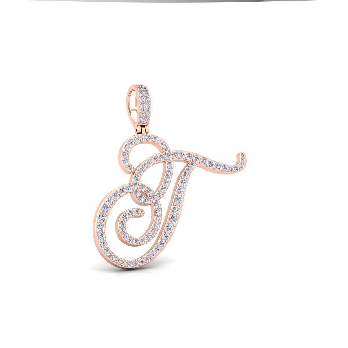 T Font Latter Pendent 3d Model and Render 3D print model_4