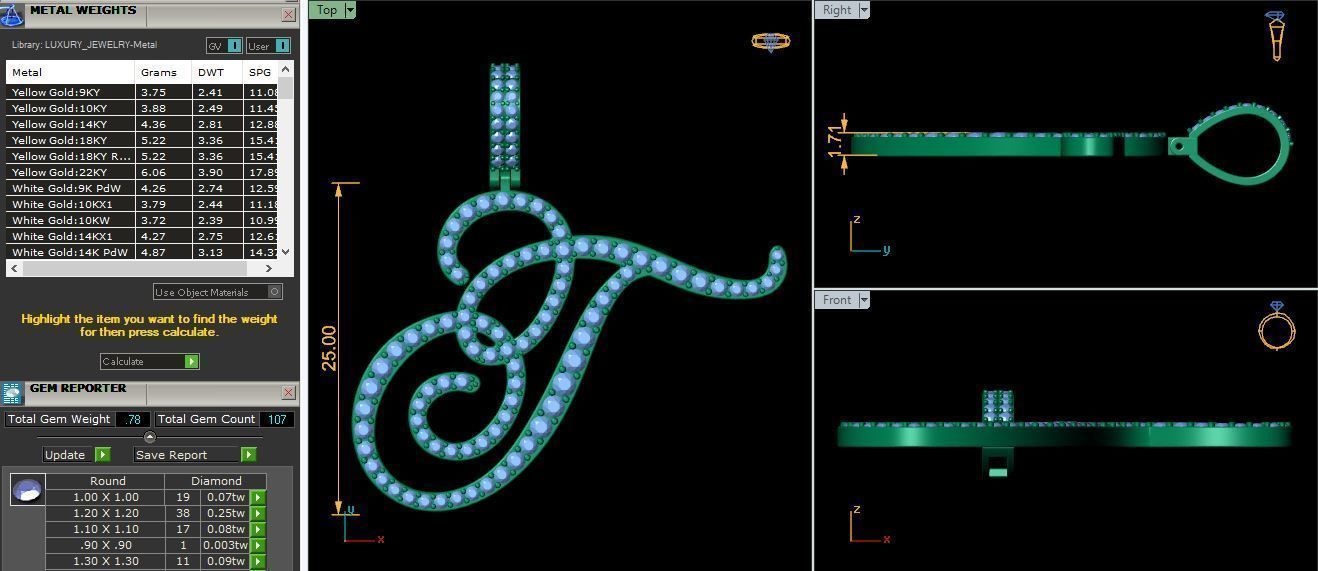 T Font Latter Pendent 3d Model and Render 3D print model_9