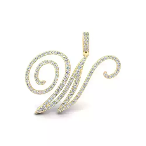 W Font Latter Pendent 3d Model and Render 