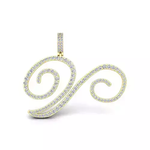 V Font Latter Pendent 3d Model and Render 