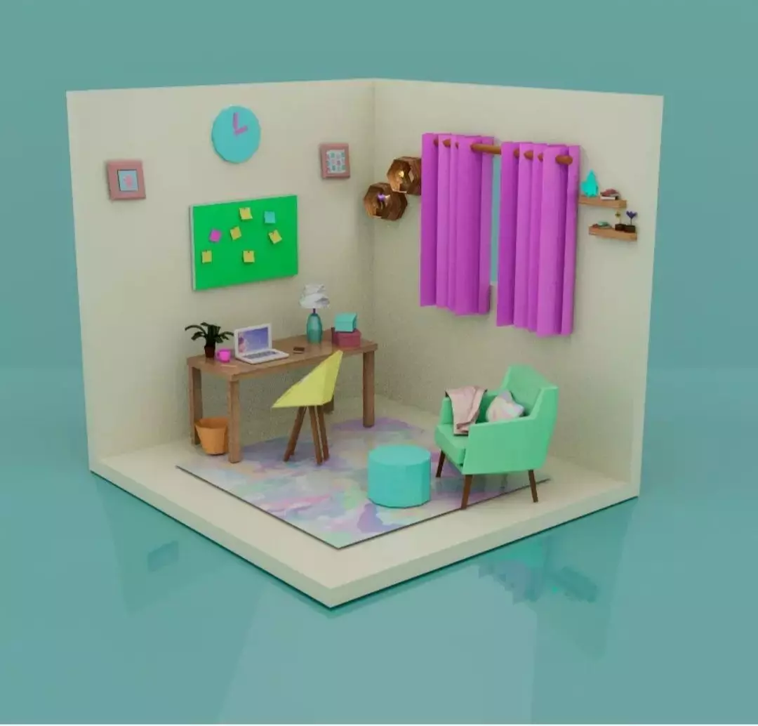 LowPoly Home Office Free low-poly 3D model