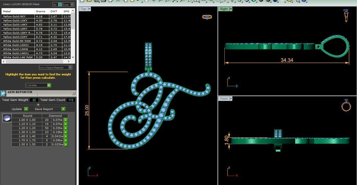 J Font Latter Pendent 3d Model and Render 3D print model_9