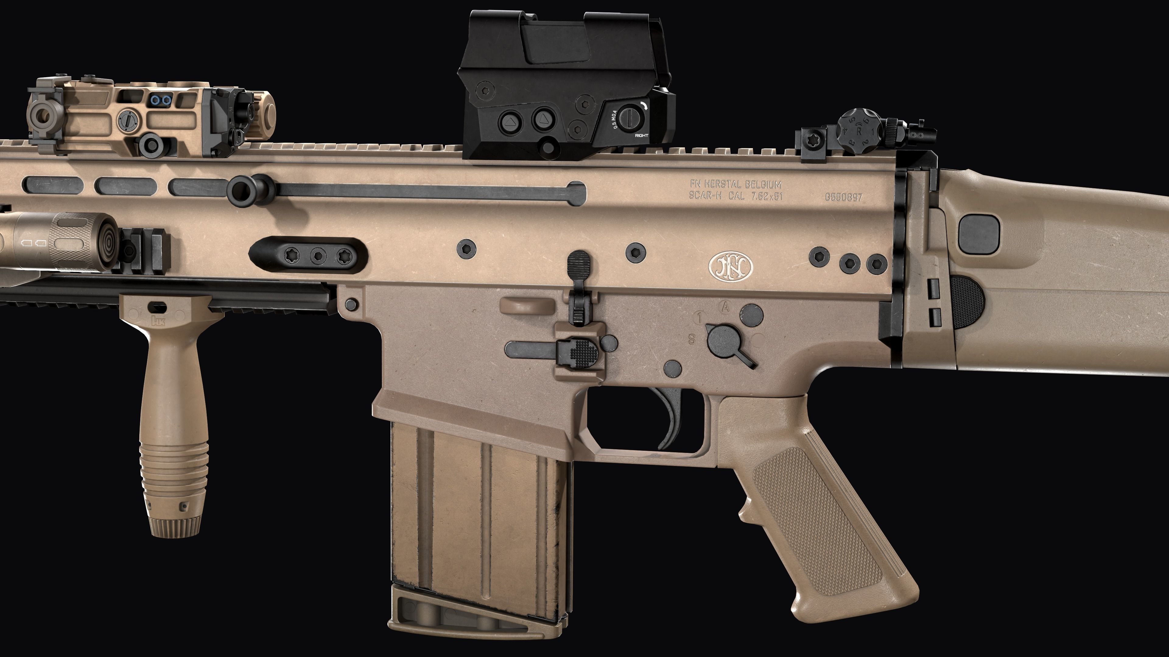 3D Model Tactical Modular Assault Rifle FN SCAR H Mk 17 VR AR Low 3D Model Tactical Modular Assault Rifle FN SCAR H Mk 17 VR AR Low