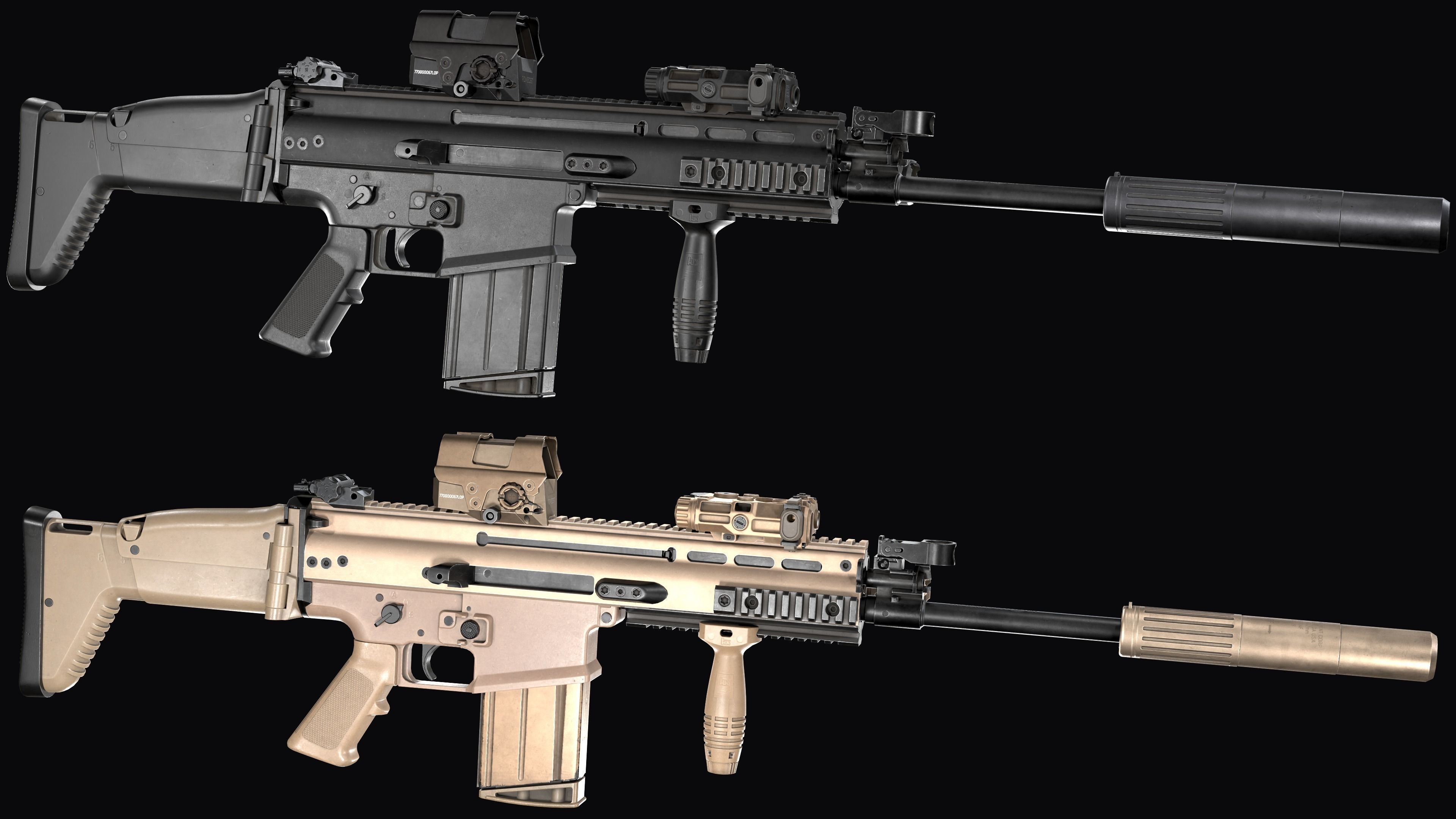3D Model Tactical Modular Assault Rifle FN SCAR H Mk 17 VR AR Low 3D Model Tactical Modular Assault Rifle FN SCAR H Mk 17 VR AR Low
