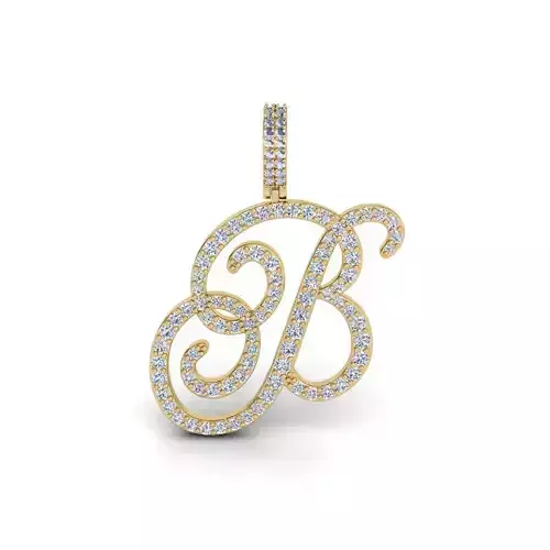 B Font Latter Pendent 3d Model and Render  3D print model