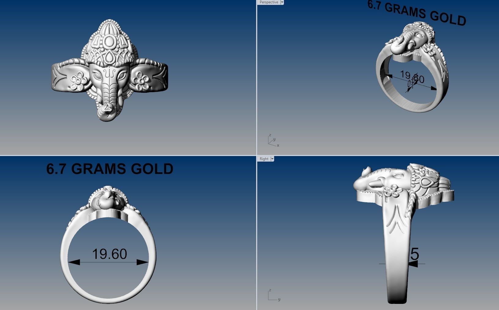 VINAYAGAR RING 3D print model_7