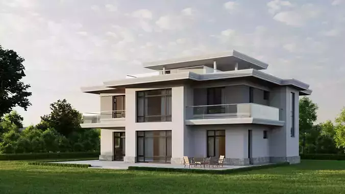 House Exterior Scene 3D model 3D model
