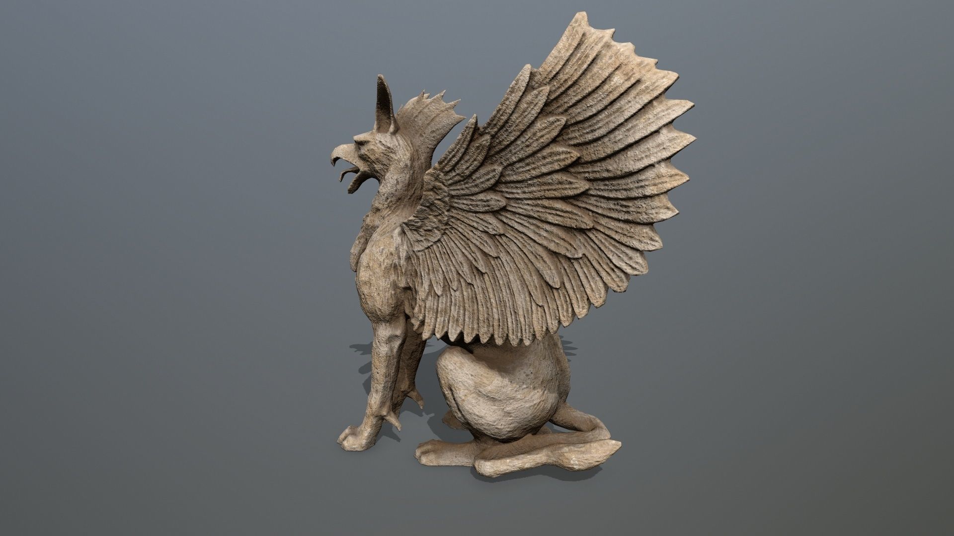 Statue Creature Low-poly 3D model_7