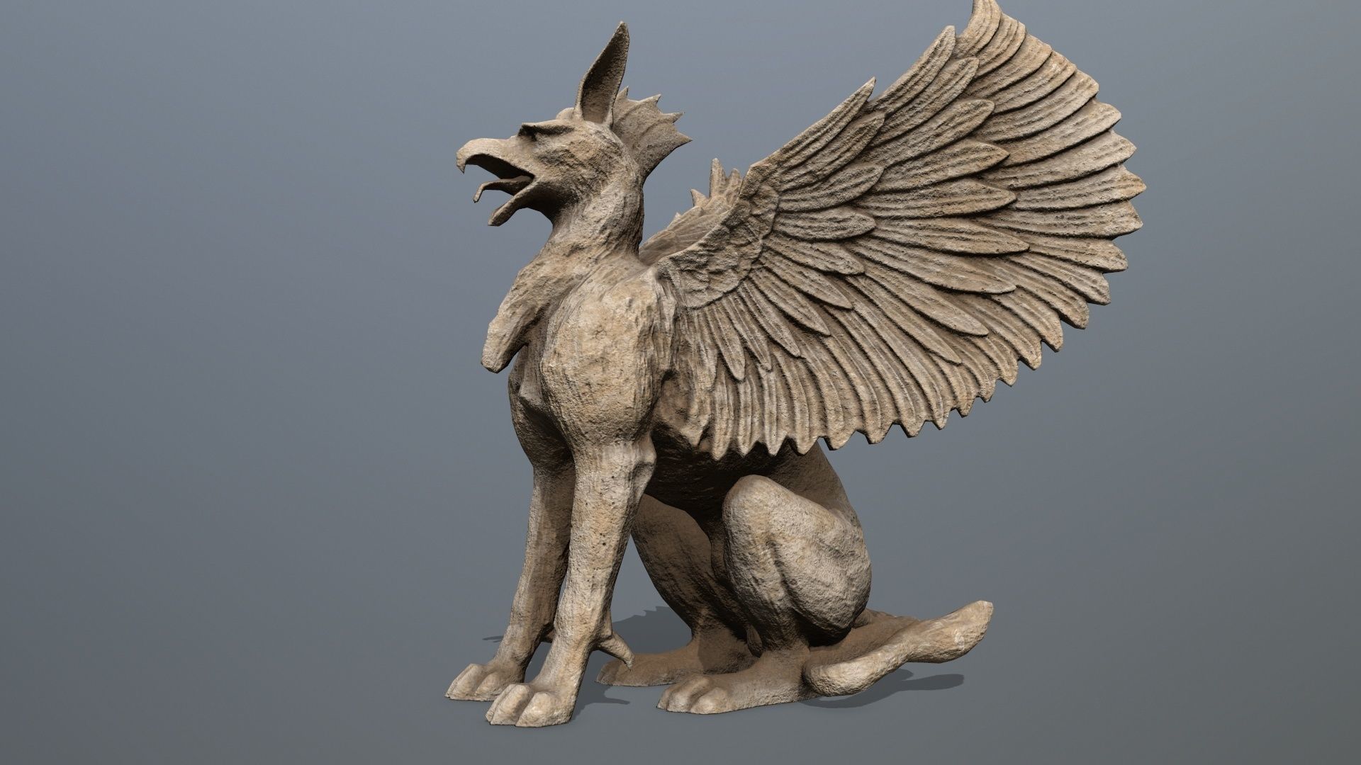 Statue Creature Low-poly 3D model_12