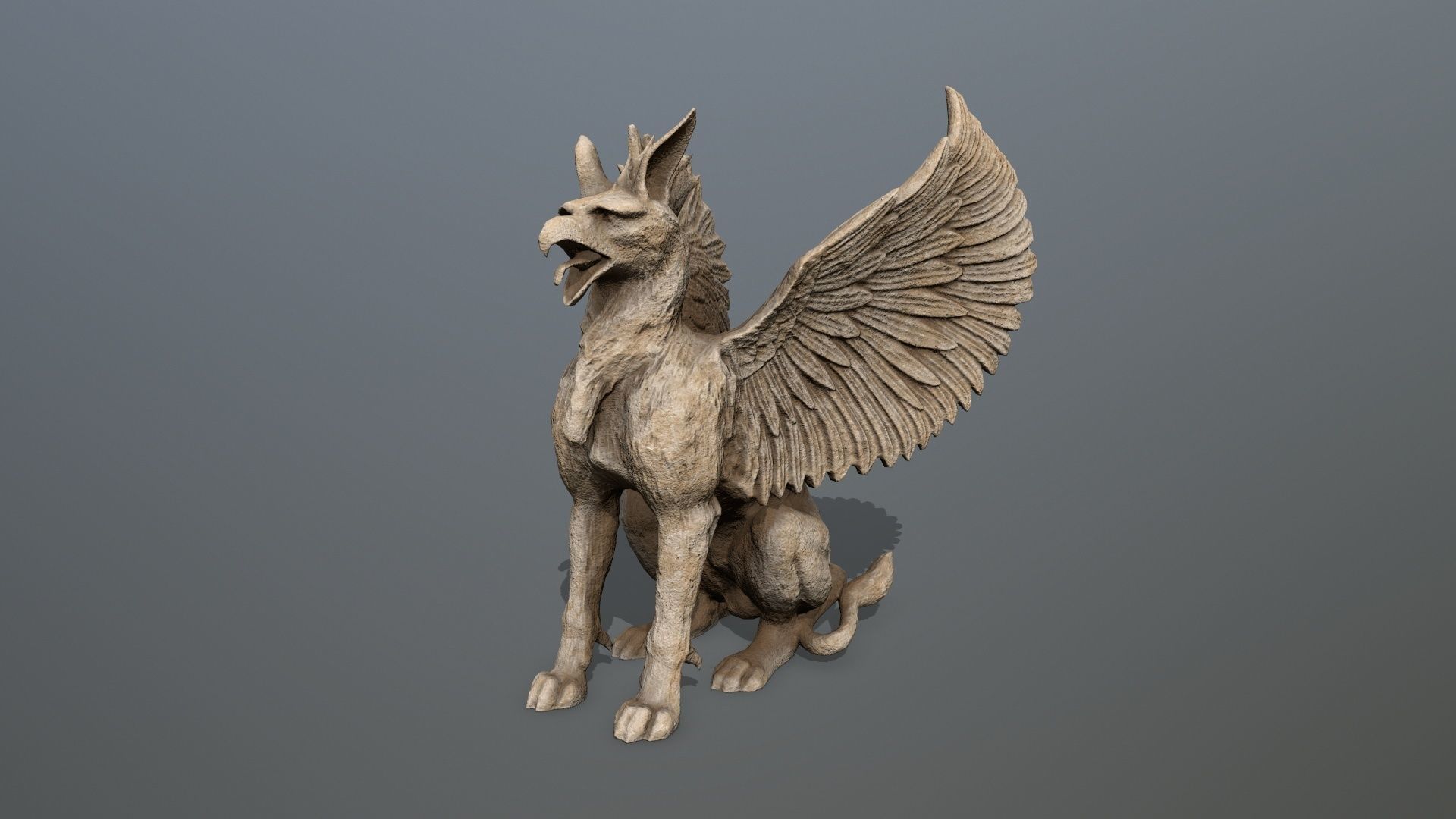 Statue Creature Low-poly 3D model_8