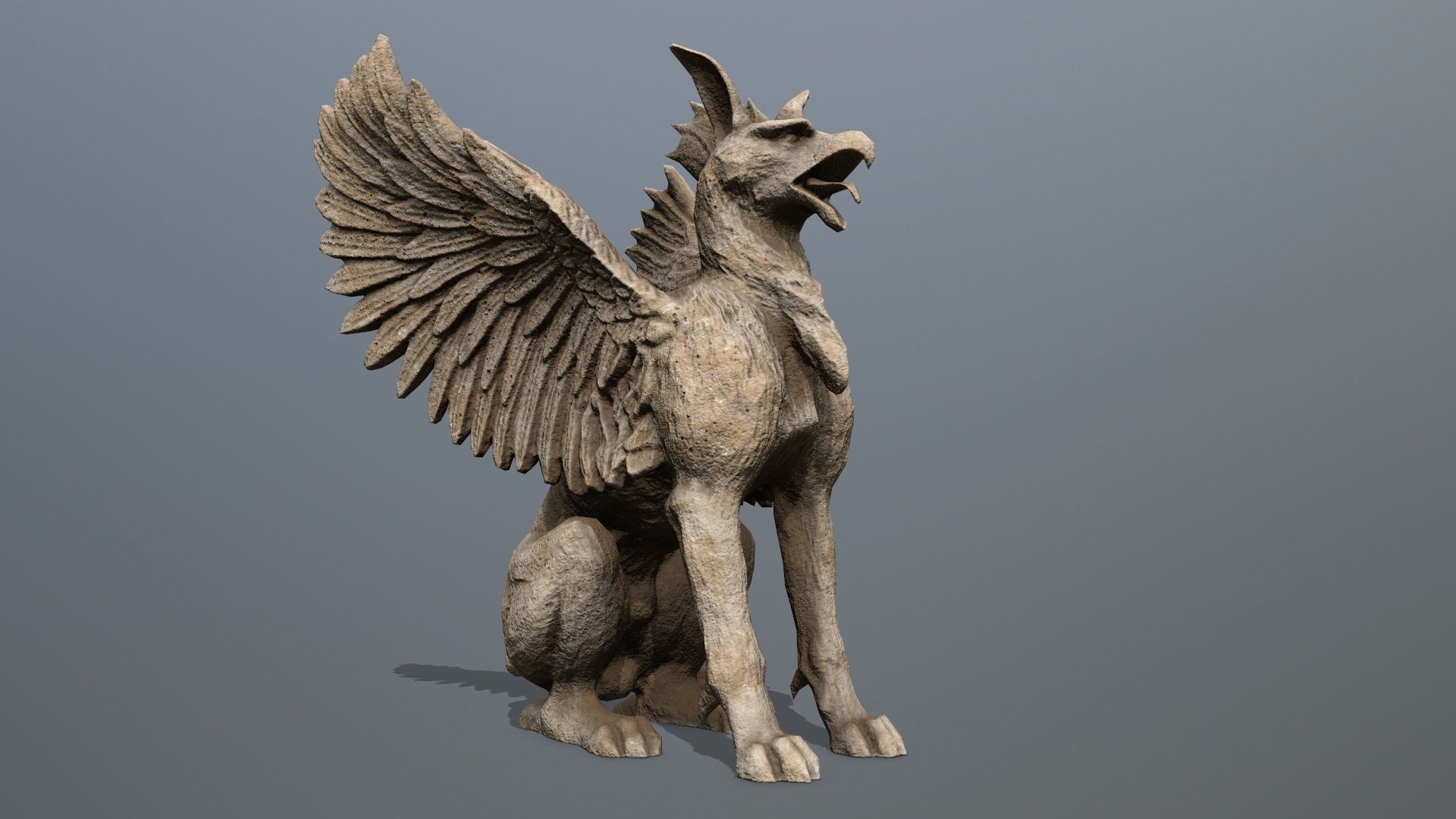 Statue Creature Low-poly 3D model_11