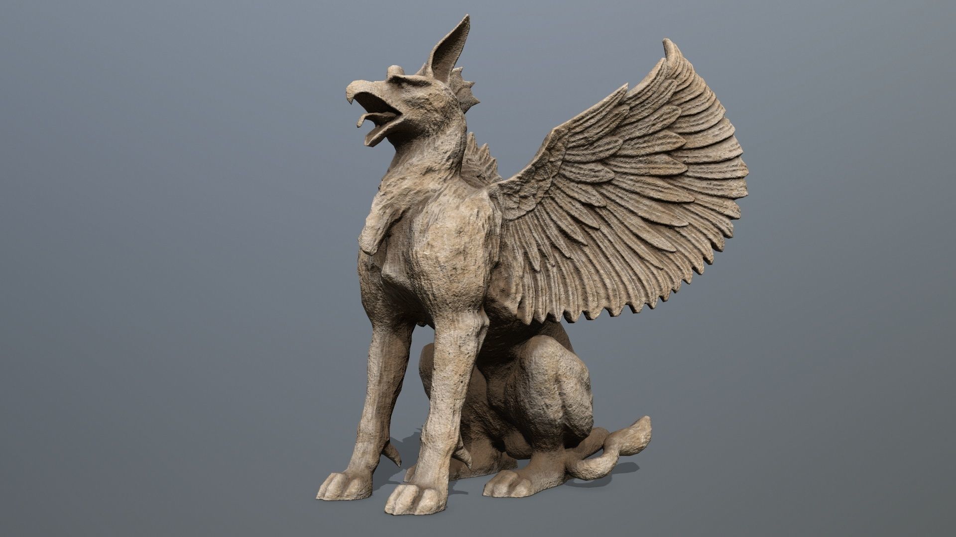 Statue Creature Low-poly 3D model_9