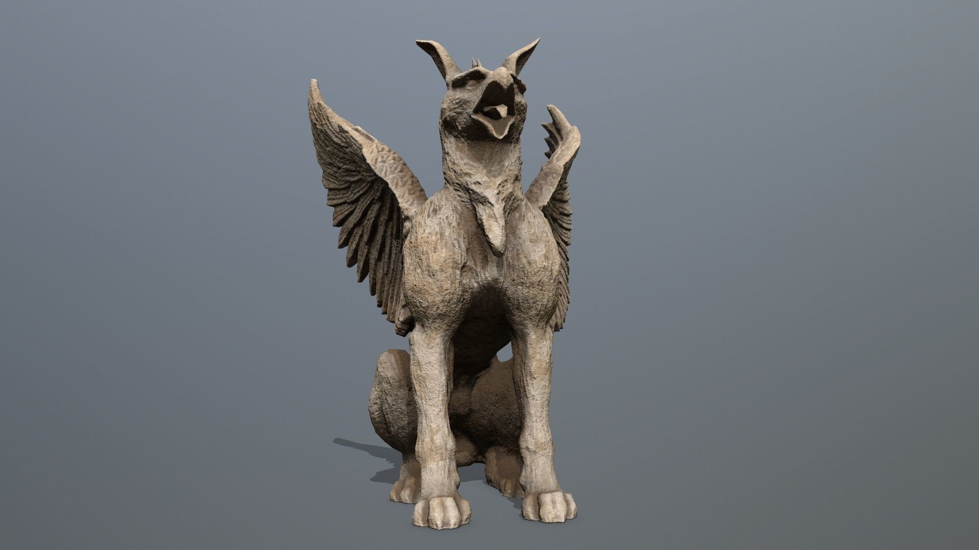 Statue Creature Low-poly 3D model_10