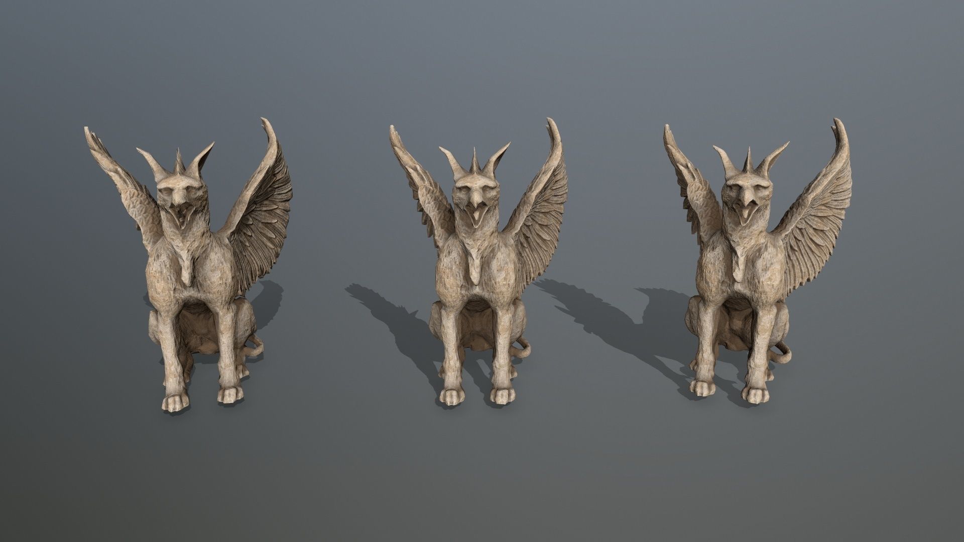 Statue Creature Low-poly 3D model_13