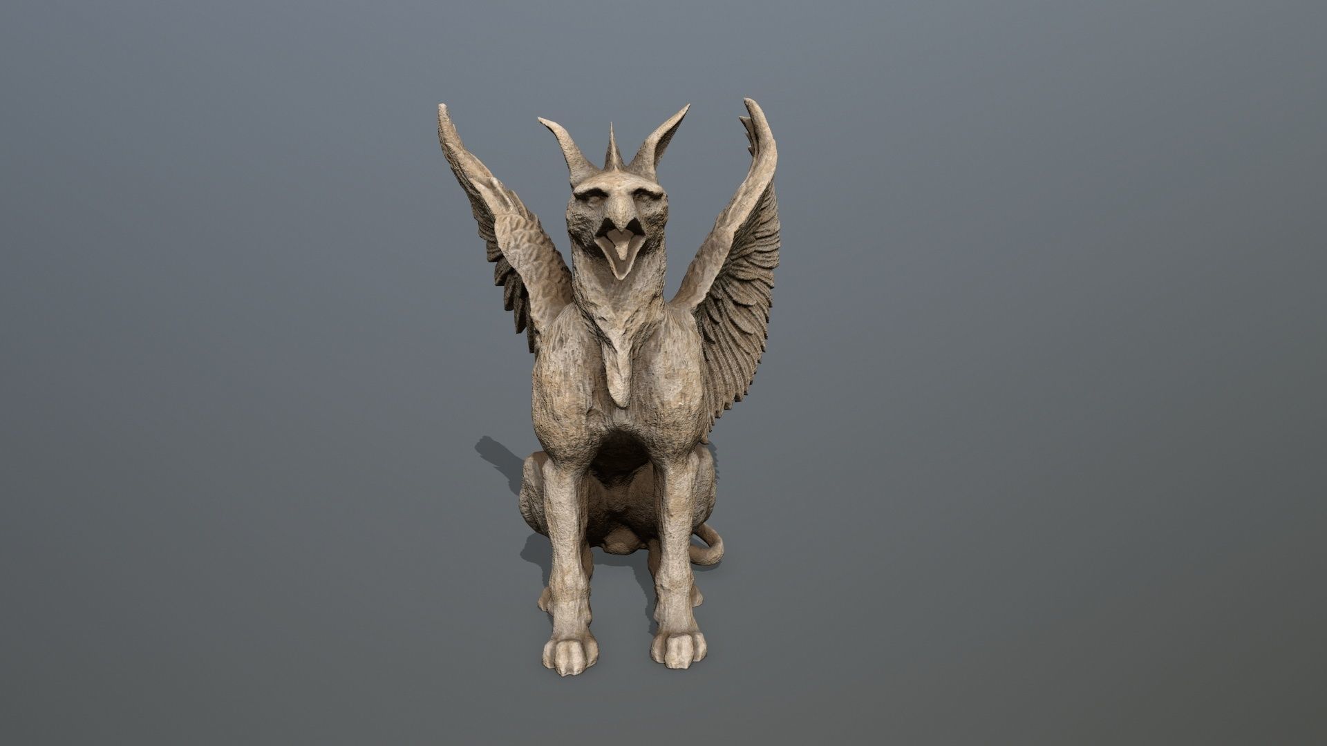 Statue Creature Low-poly 3D model_3