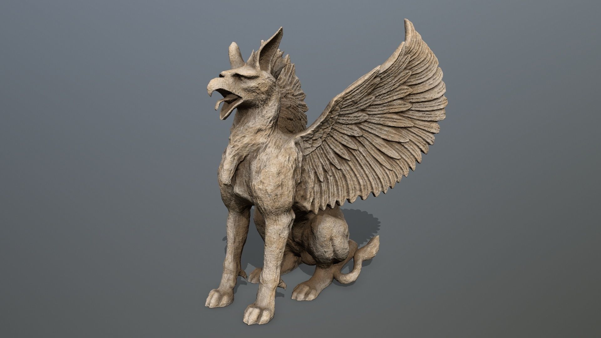 Statue Creature Low-poly 3D model_1