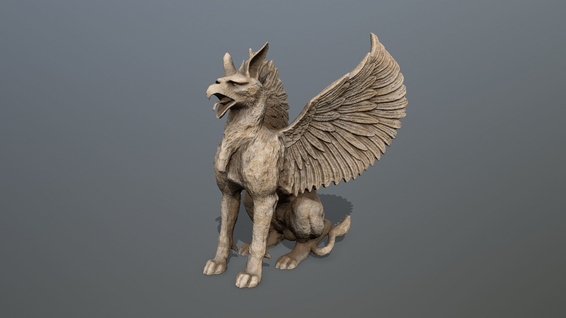 Statue Creature Low-poly 3D model_2