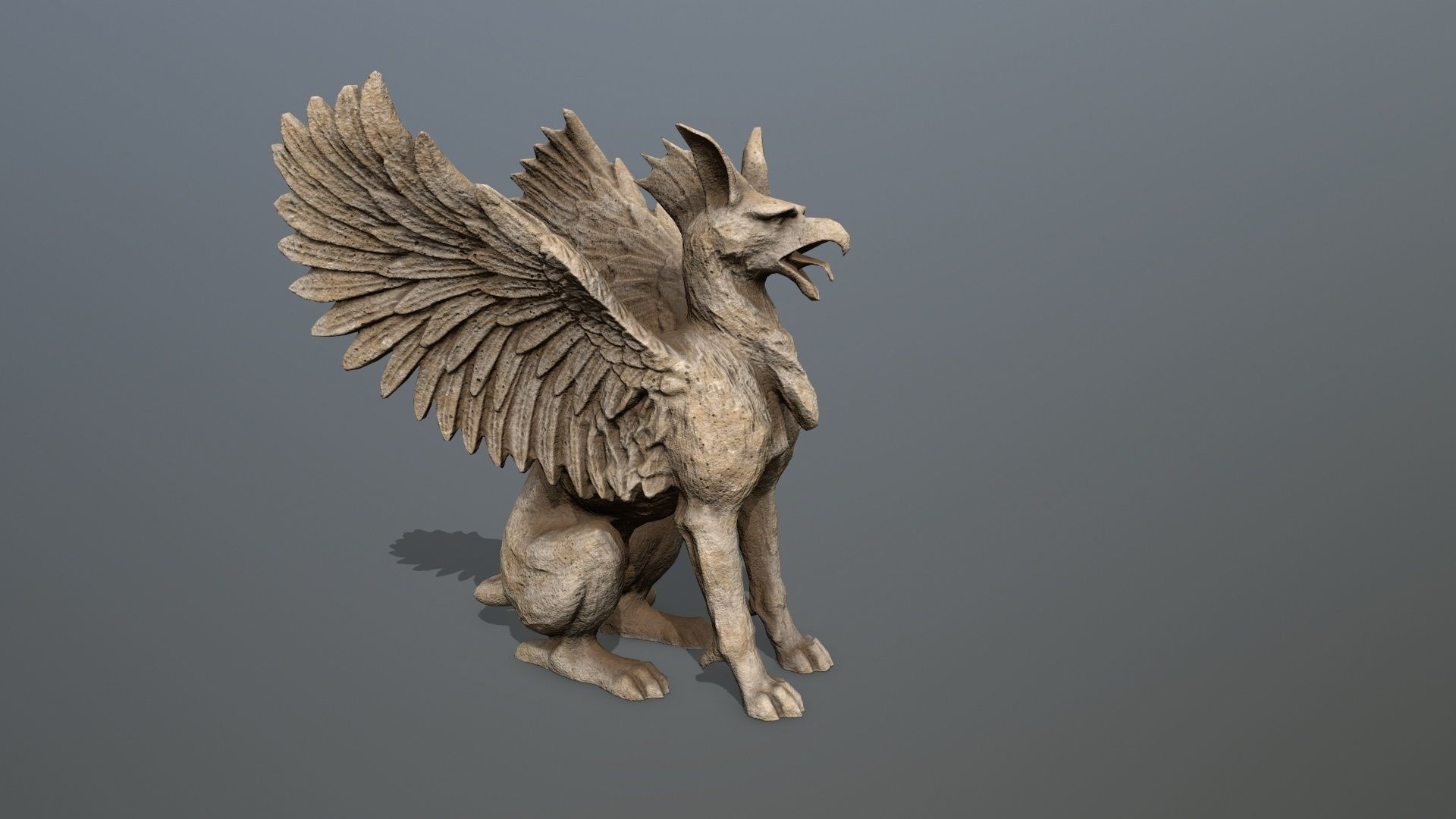 Statue Creature Low-poly 3D model_4
