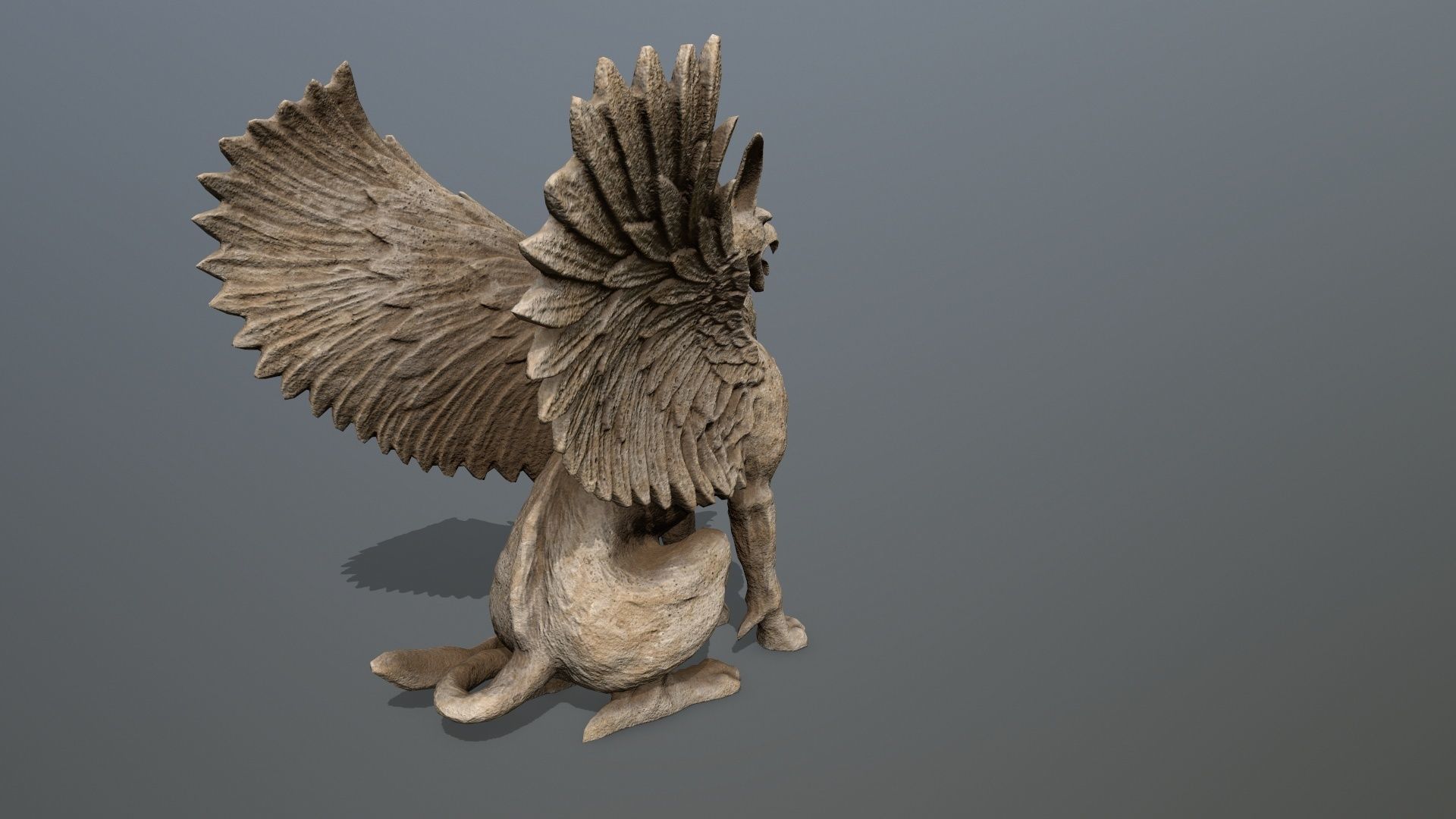 Statue Creature Low-poly 3D model_5