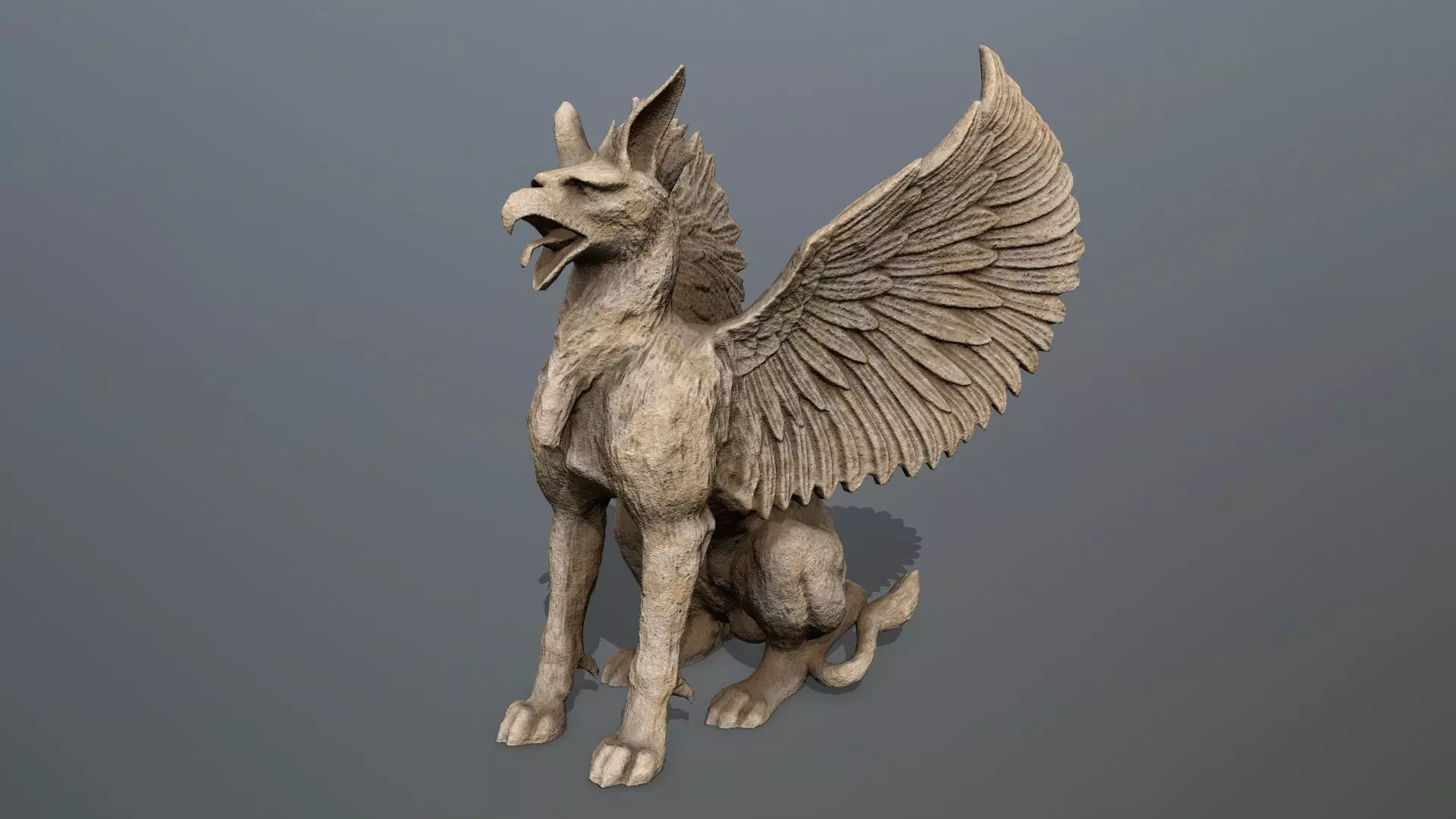 Statue Creature Low-poly 3D model_0