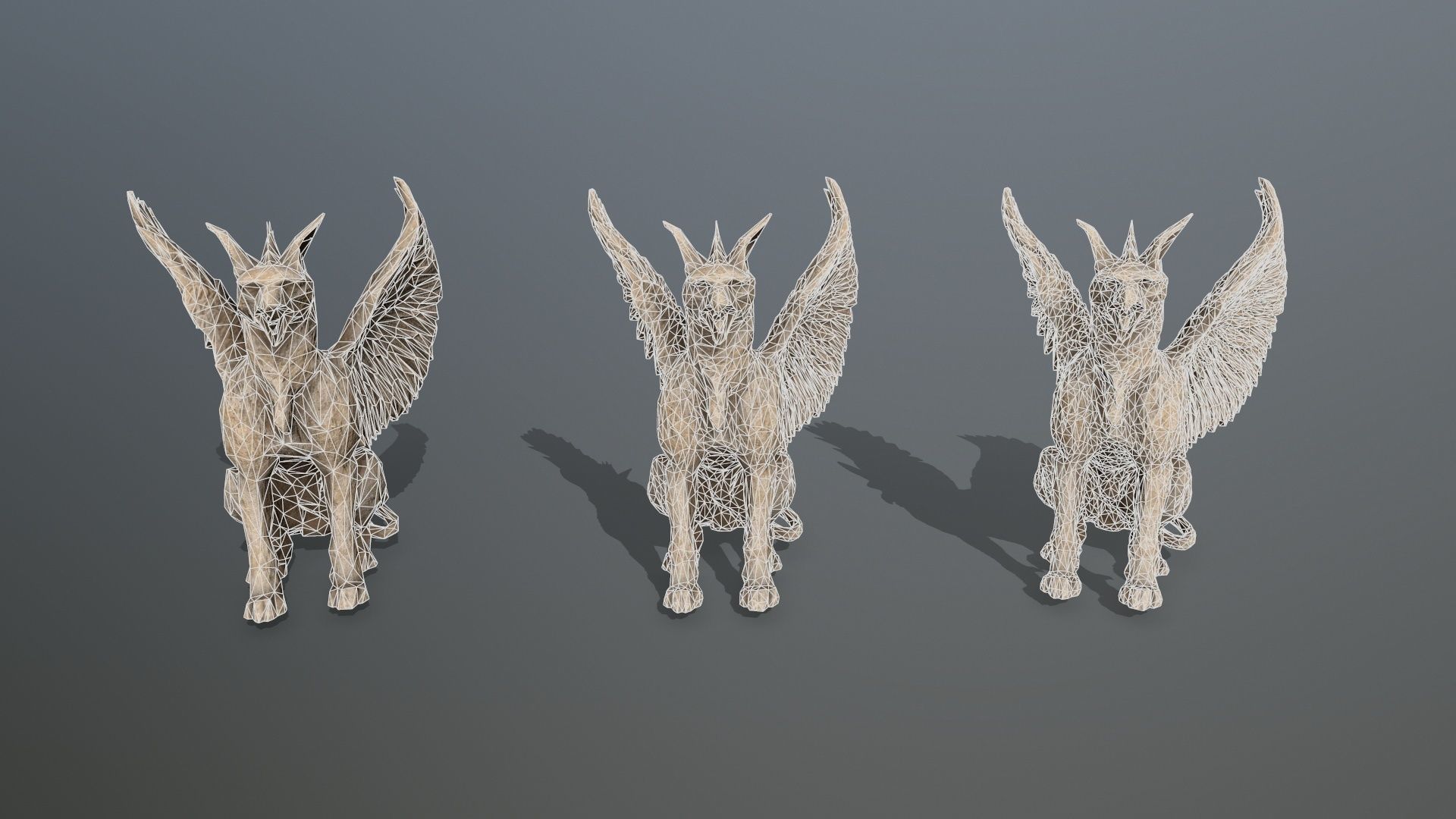Statue Creature Low-poly 3D model_14
