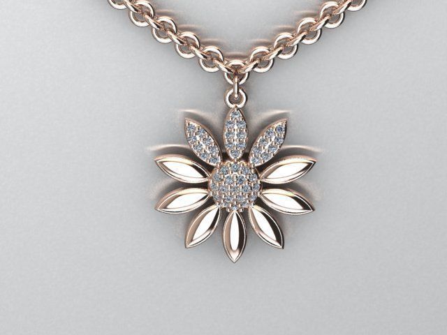 flower pendant 3D print model_2