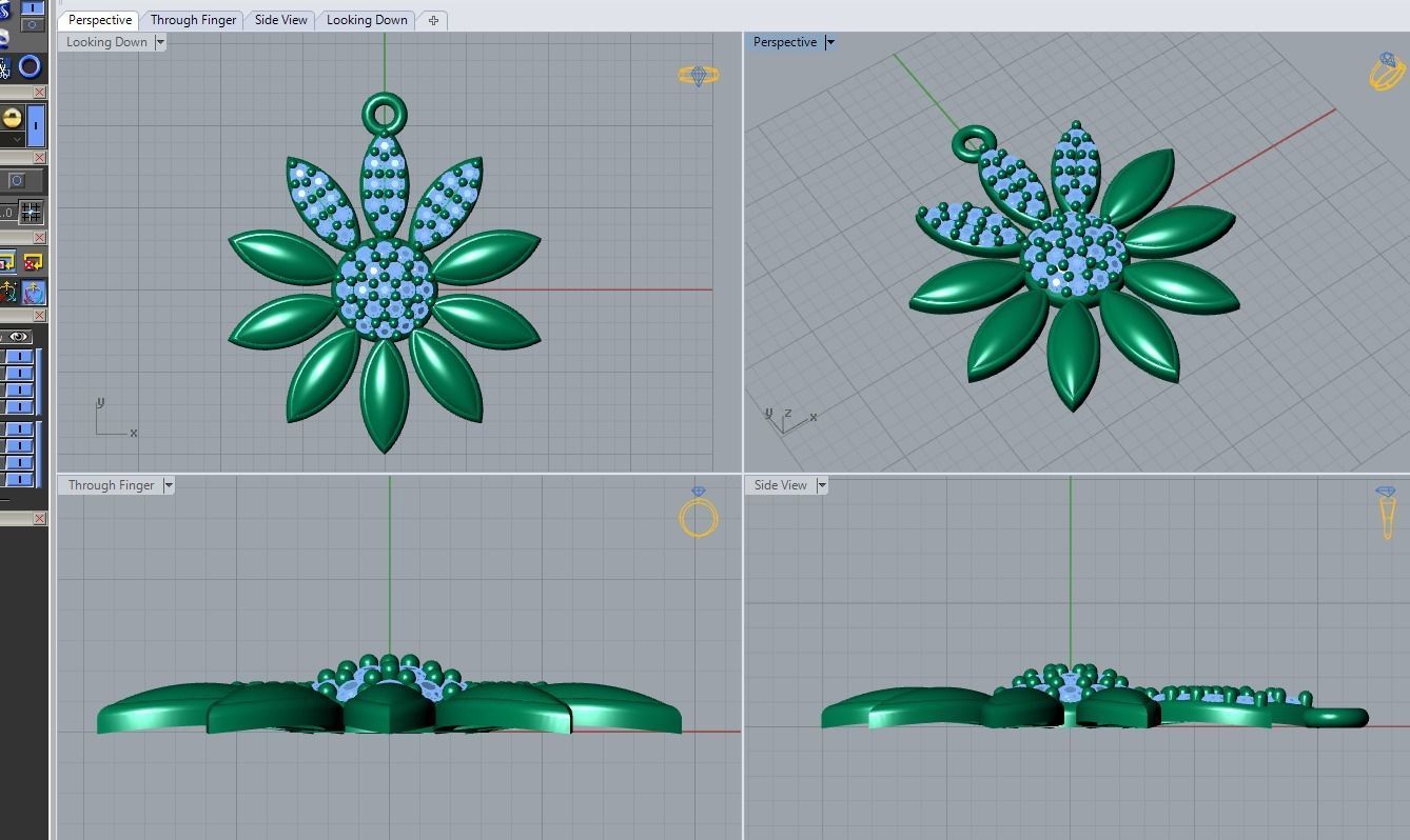 flower pendant 3D print model_3