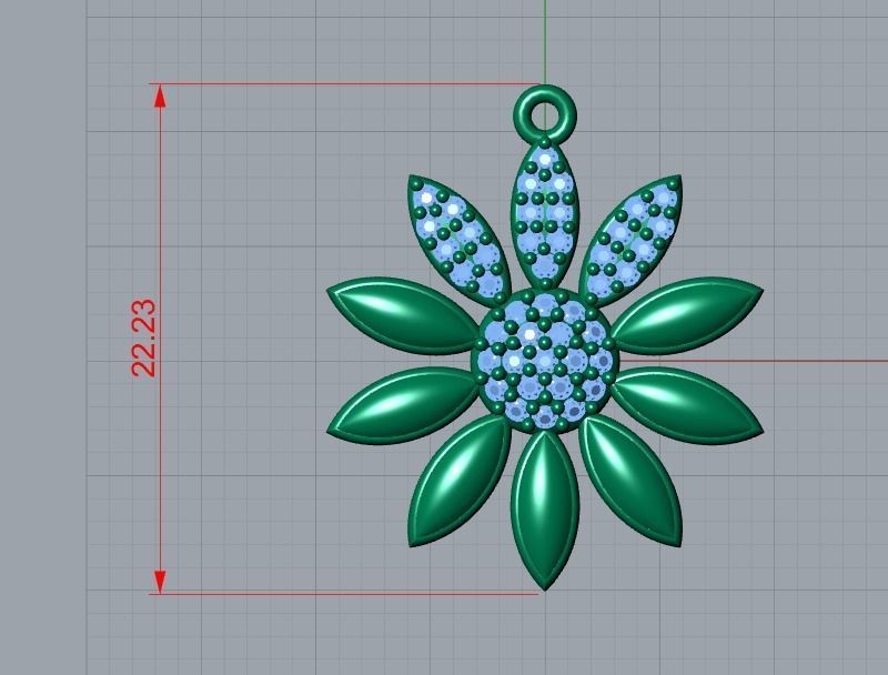 flower pendant 3D print model_6