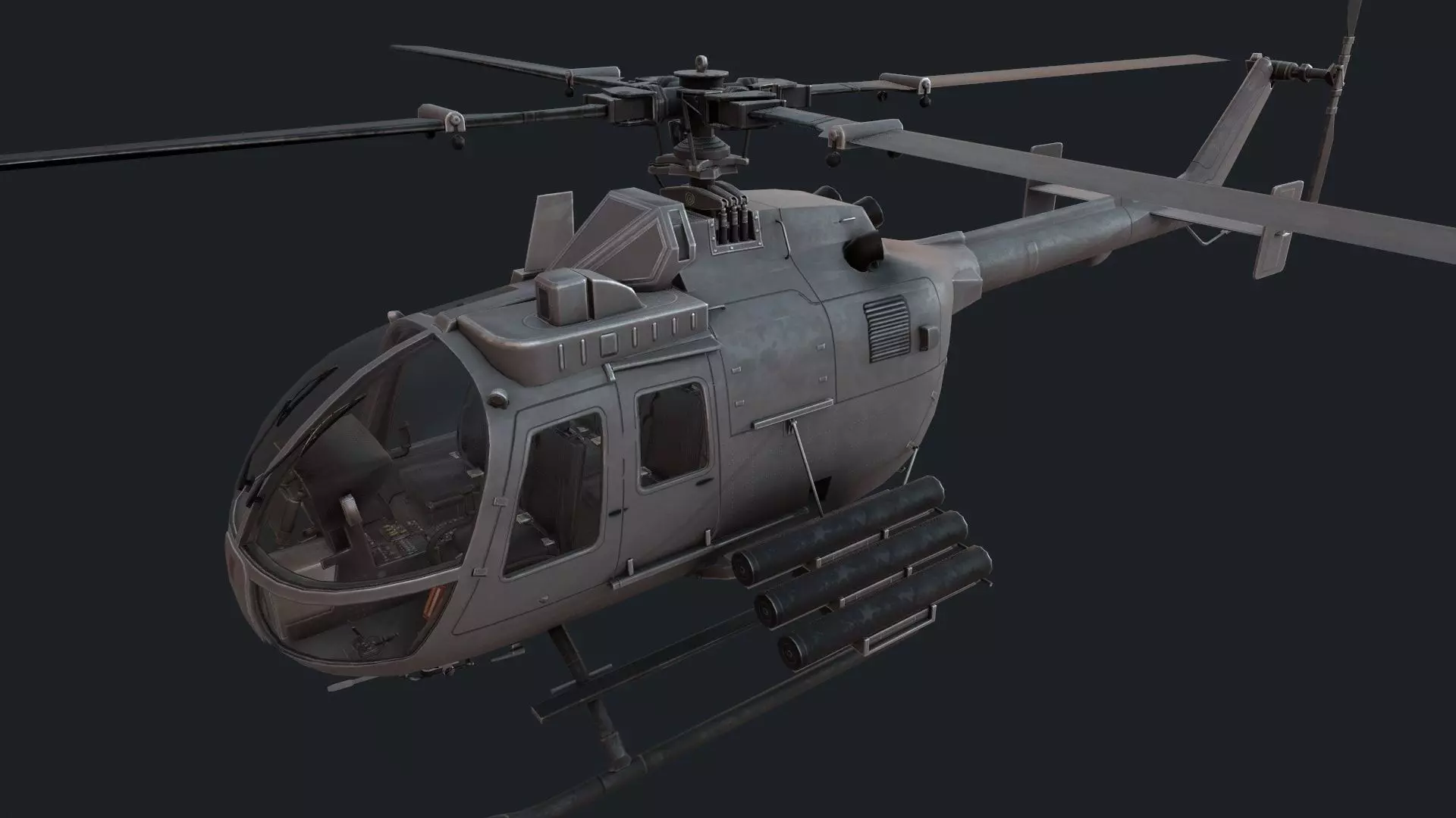 MBB Bo 105 Low-poly 3D model_0