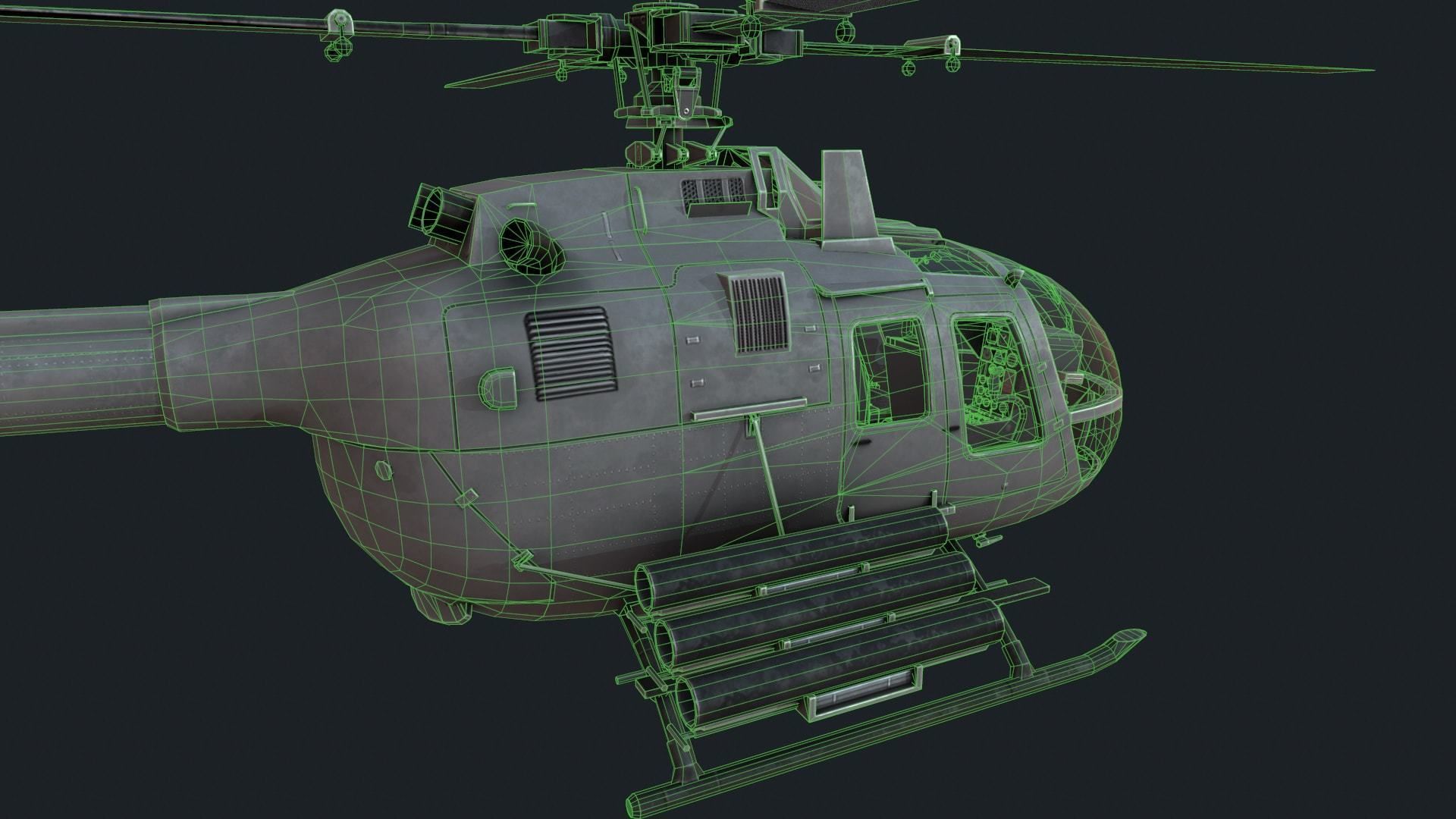 MBB Bo 105 Low-poly 3D model_9