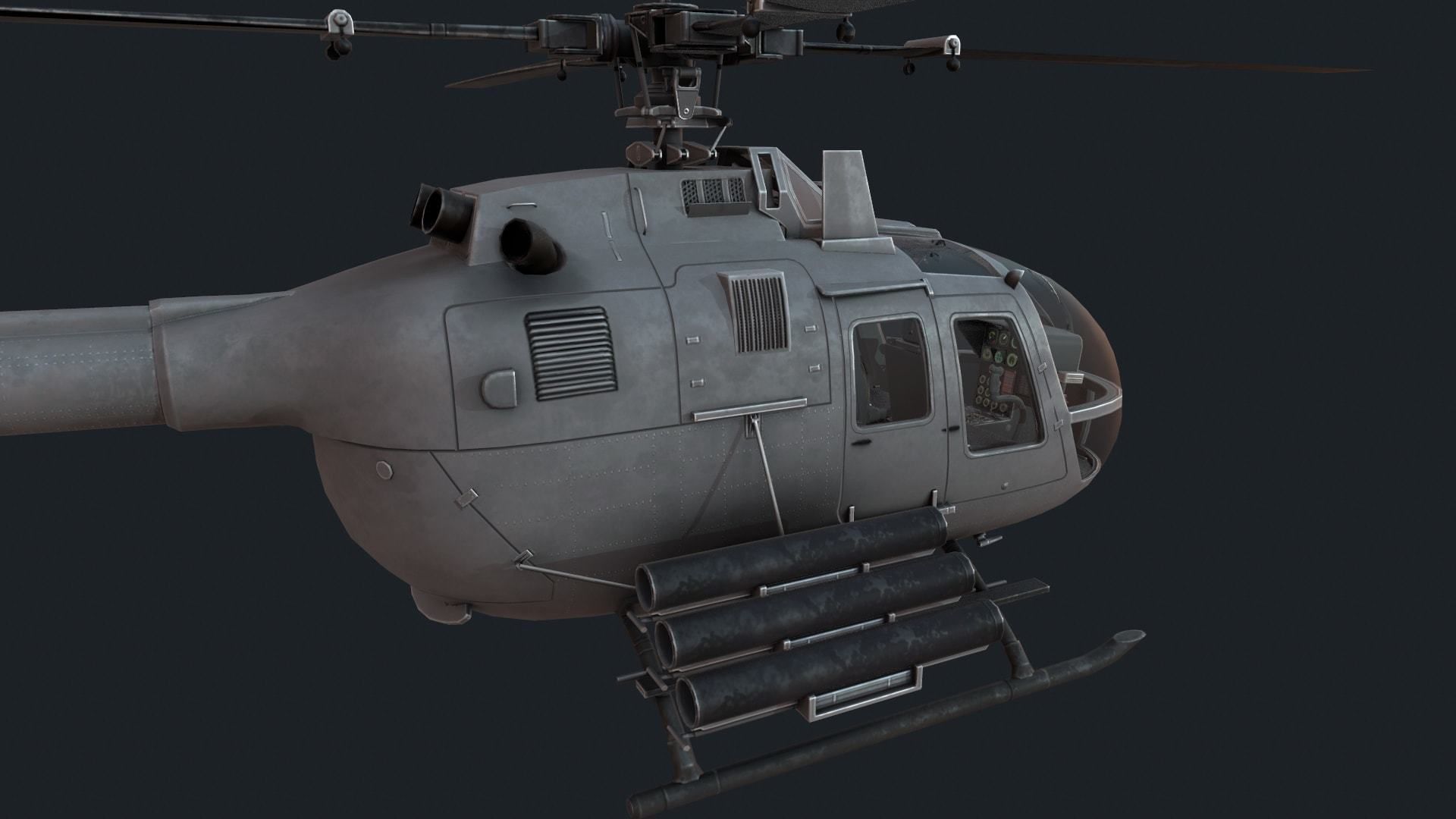 MBB Bo 105 Low-poly 3D model_3