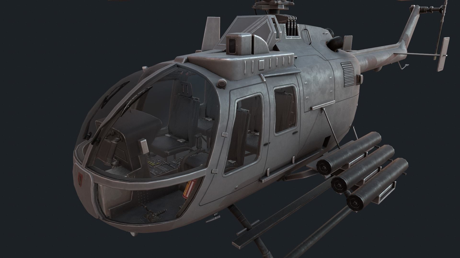MBB Bo 105 Low-poly 3D model_1