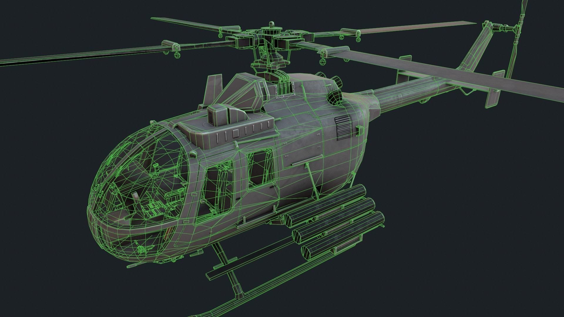 MBB Bo 105 Low-poly 3D model_7