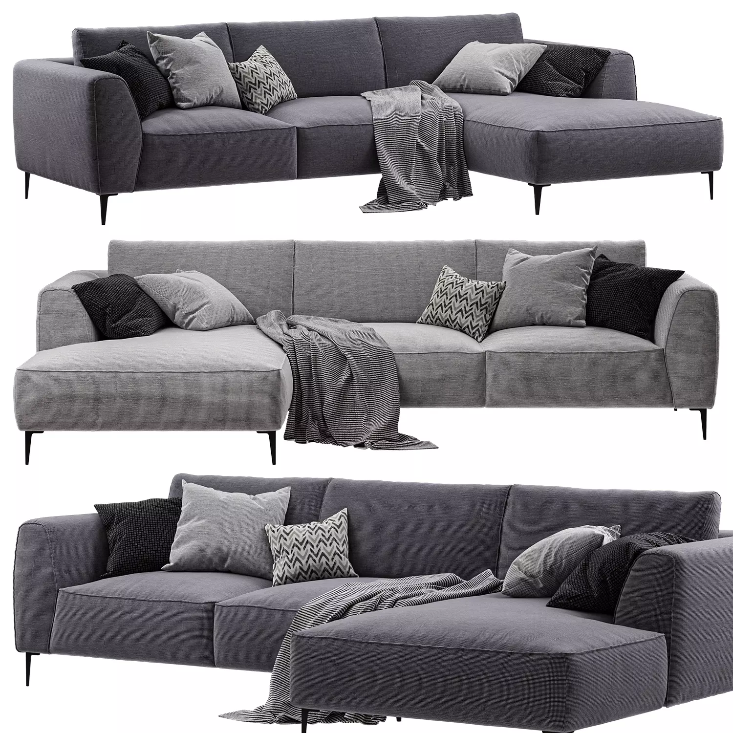 Chateau dAx - Dudy 3-seat fabric sofa 3D model