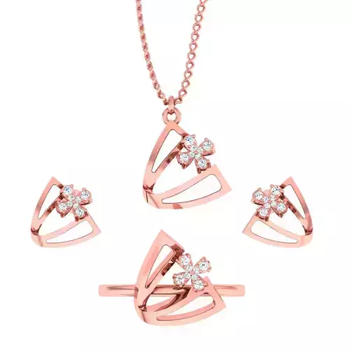 Women Ring Earrings Pendant set 3dm stl 3mf glb render details 3D print model