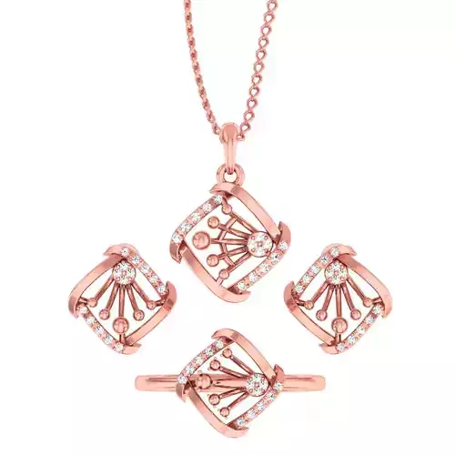 Women Ring Earrings Pendant set 3dm stl 3mf glb render details 3D print model