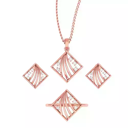 Women Ring Earrings Pendant set 3dm stl 3mf glb render details 3D print model