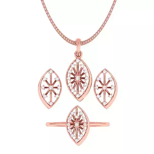 Women Ring Earrings Pendant set 3dm stl 3mf glb render details 3D print model