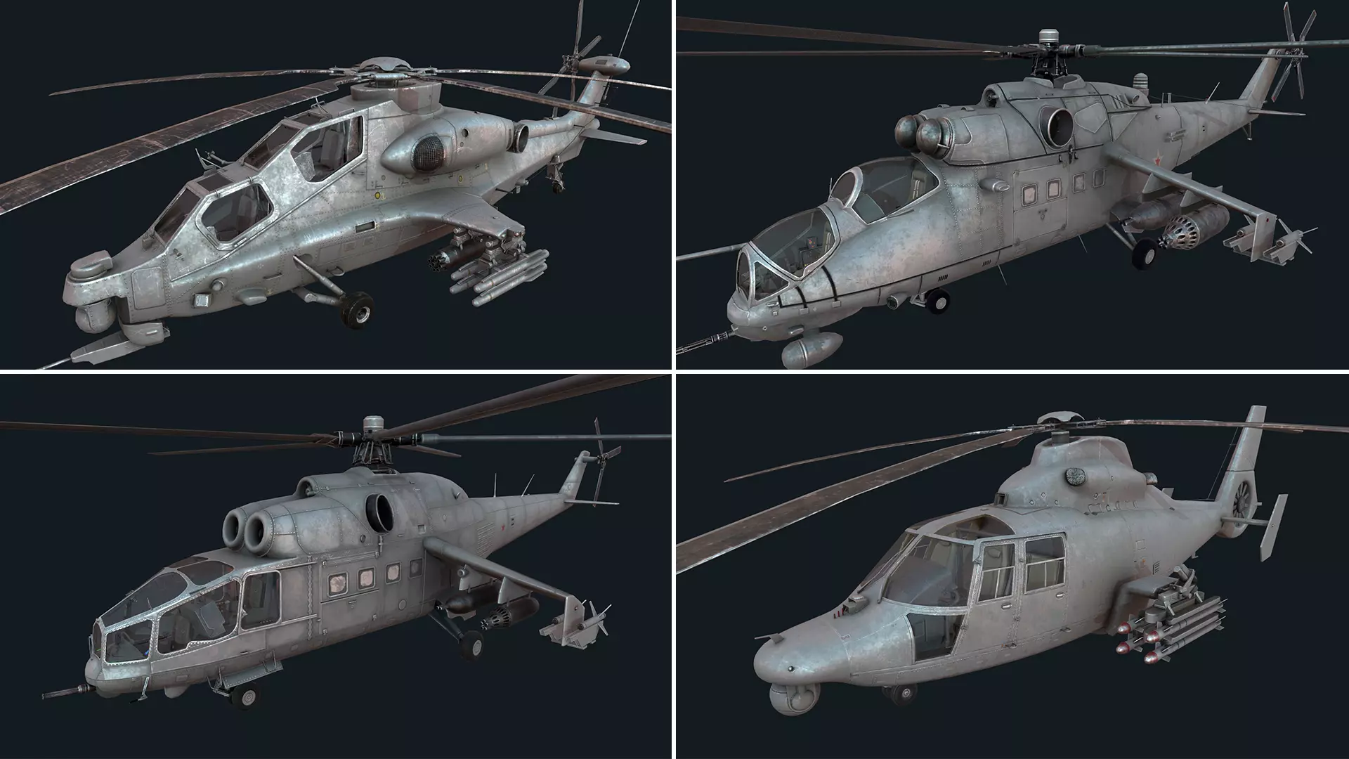 Military helicopter pack Low-poly 3D model_0