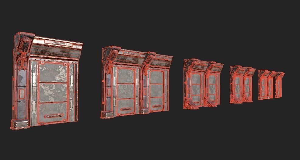 Industrial Walls Mini Kit Low-poly 3D model_6