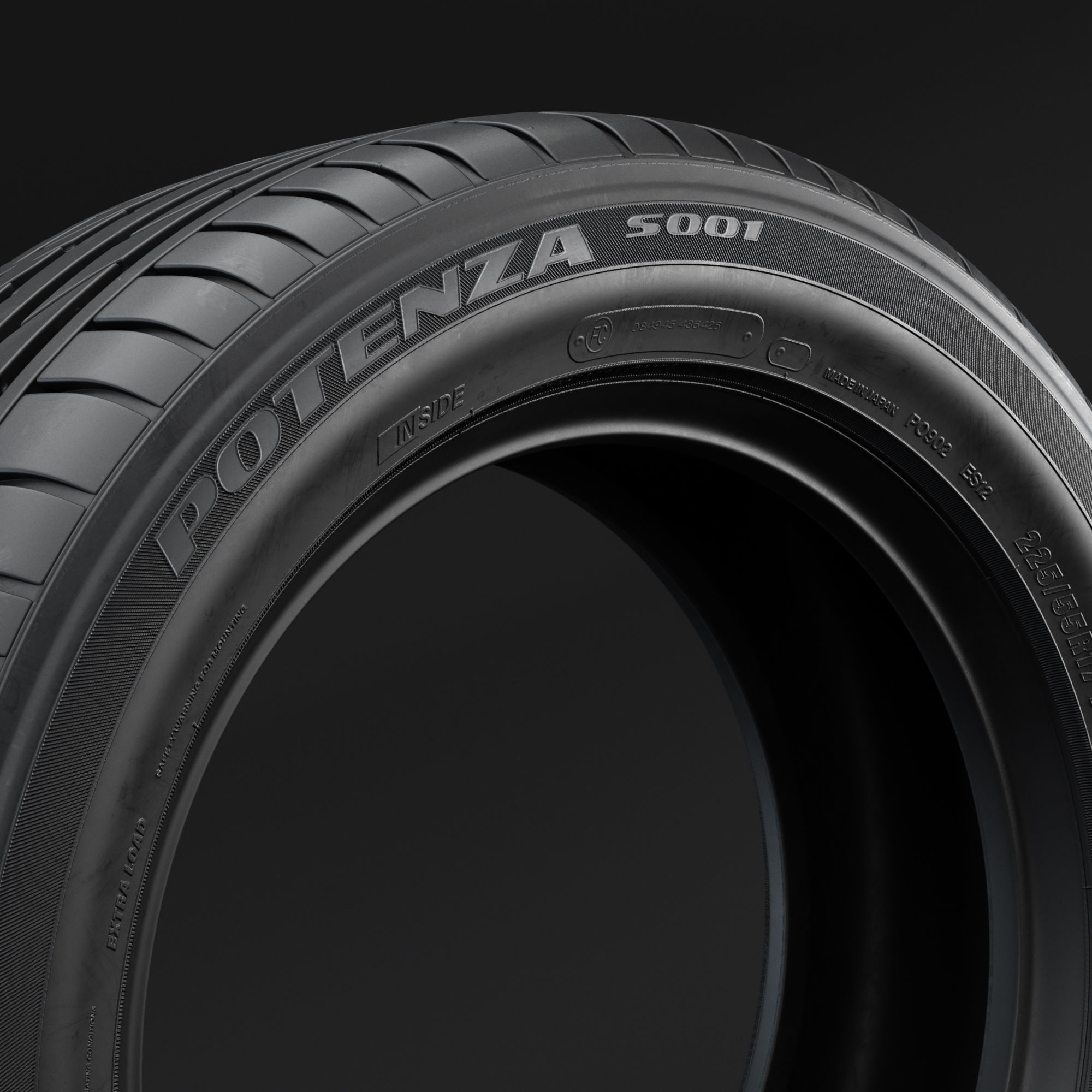 Bridgestone Potenza S001 Detailed 3D Model 3D model_1