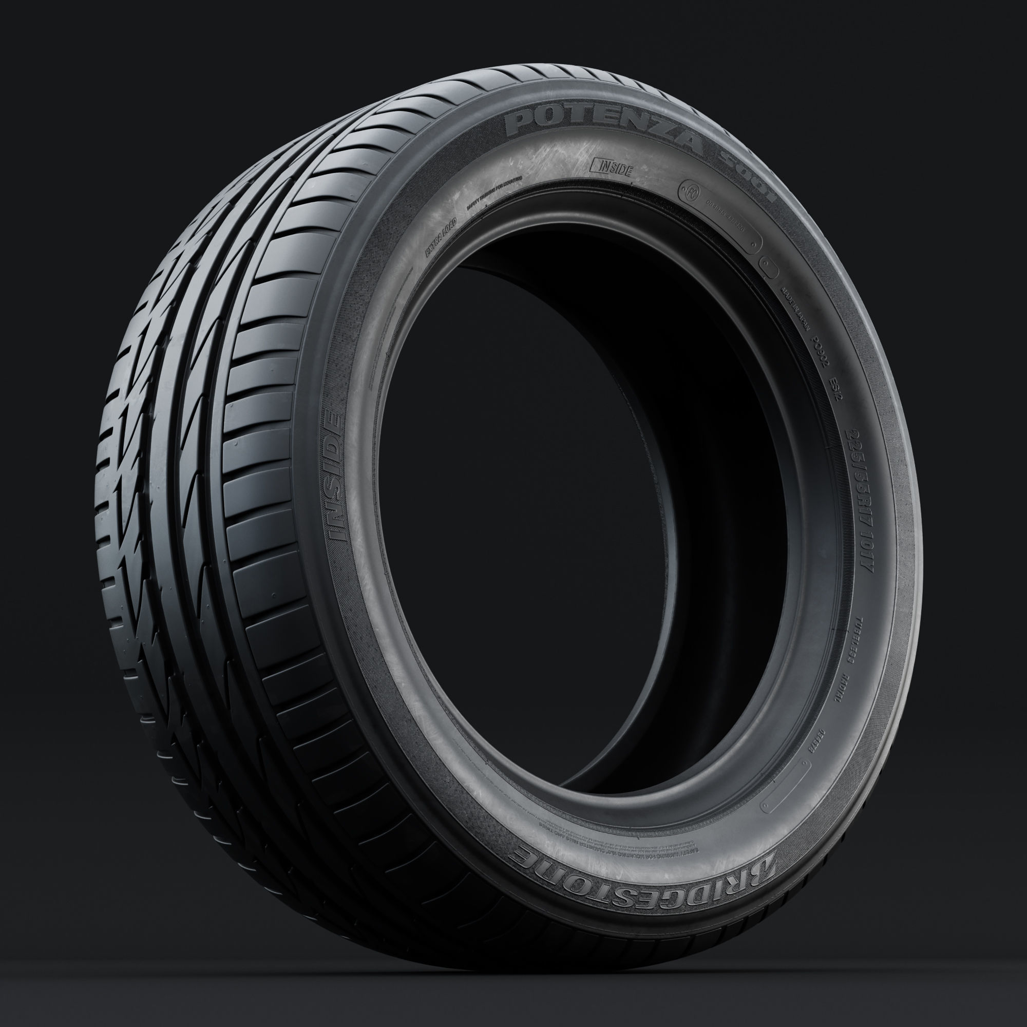 Bridgestone Potenza S001 Detailed 3D Model 3D model_2