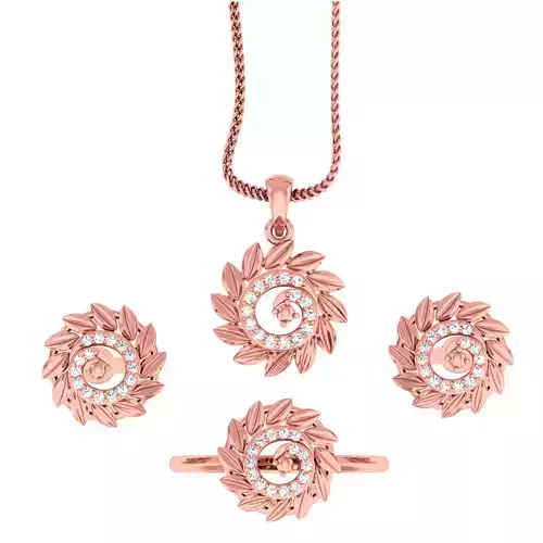 Women Ring Earrings Pendant set 3dm stl 3mf glb render details 3D print model