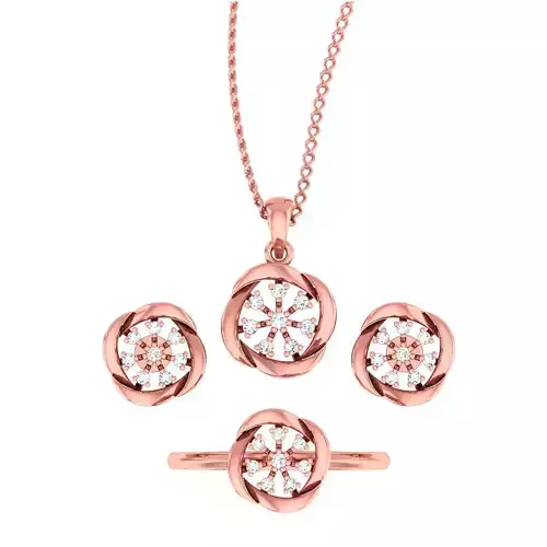 Women Ring Earrings Pendant set 3dm stl 3mf glb render details 3D print model