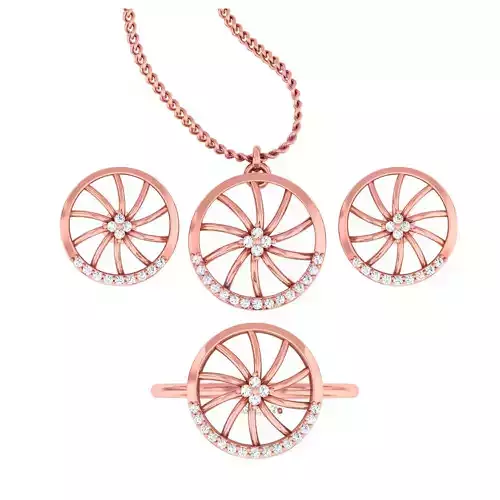Women Ring Earrings Pendant set 3dm stl 3mf glb render details 3D print model