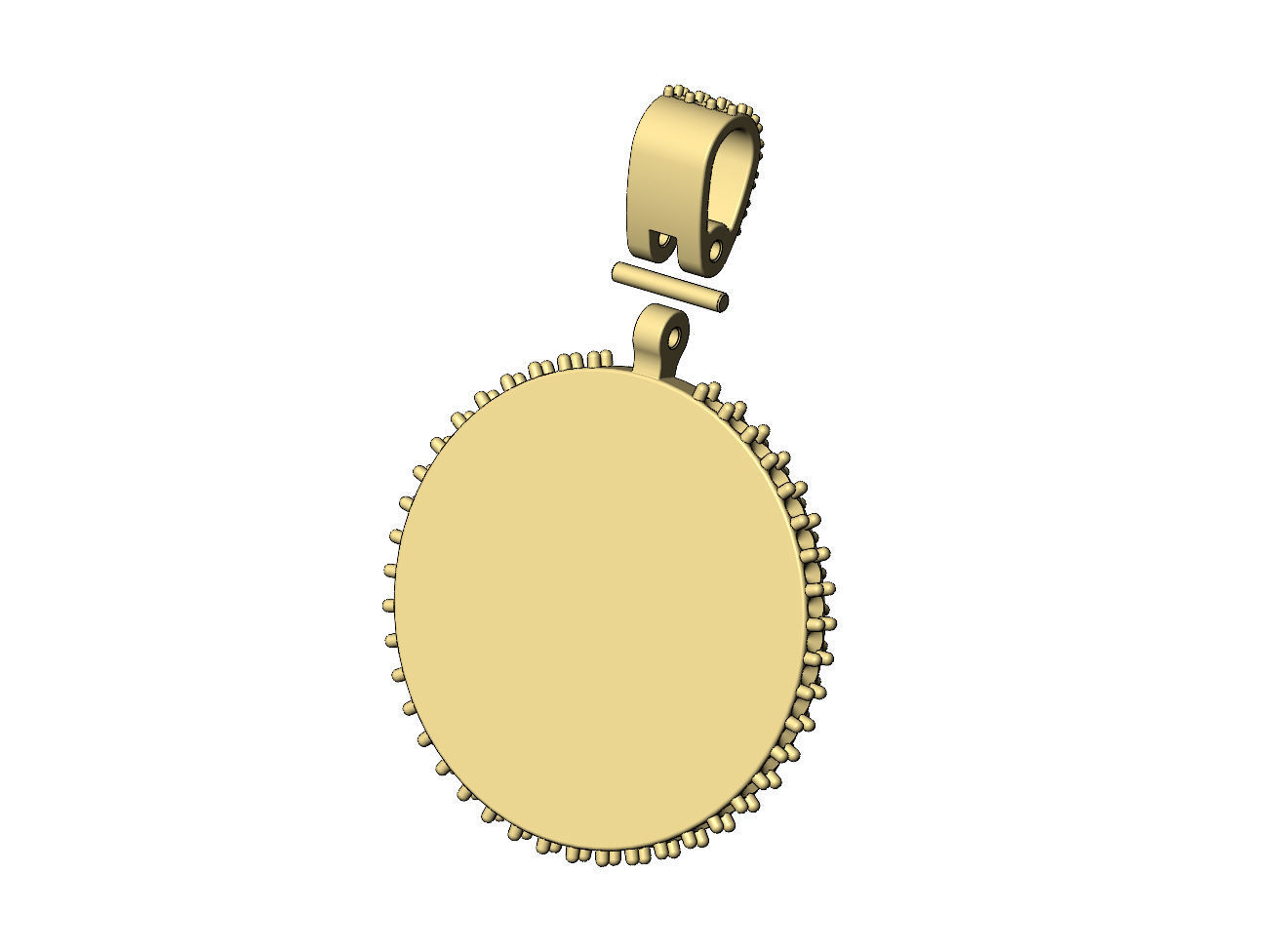 PP logo diamond round iced pendant with bail 3D print model_10