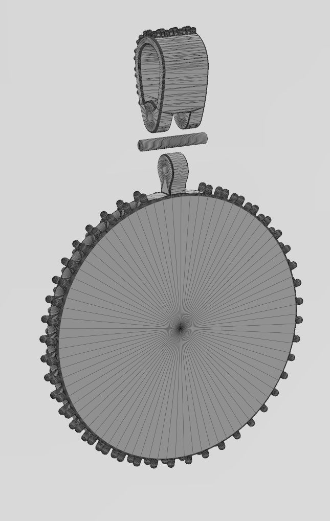 PP logo diamond round iced pendant with bail 3D print model_13