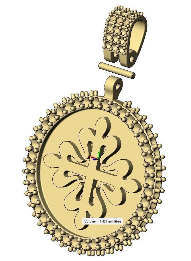 PP logo diamond round iced pendant with bail 3D print model_11